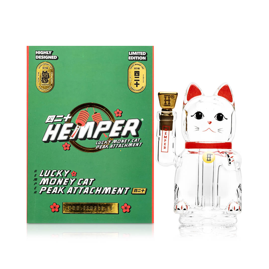 Hemper Lucky Money Cat Puffco Peak Glass Attachment
