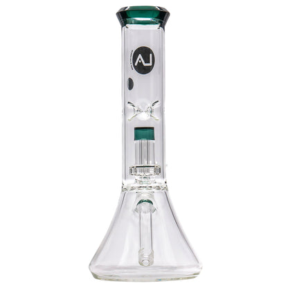LA Pipes 11” Color Accented Showerhead Perc Beaker Bong