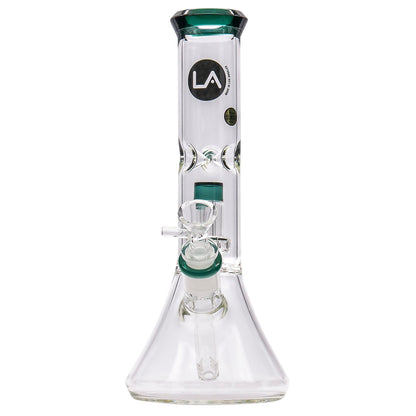 LA Pipes 11” Color Accented Showerhead Perc Beaker Bong