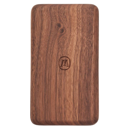 a wooden phone case with a logo on it