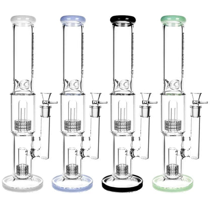 Pulsar 16.5” Double Stereo Matrix Perc Bong – Colors Vary