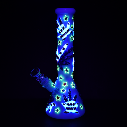 Patriot Leaf Glow 10" Beaker Bong