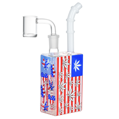 Patriotic Leaf UV Glow Juice Box Dab Rig