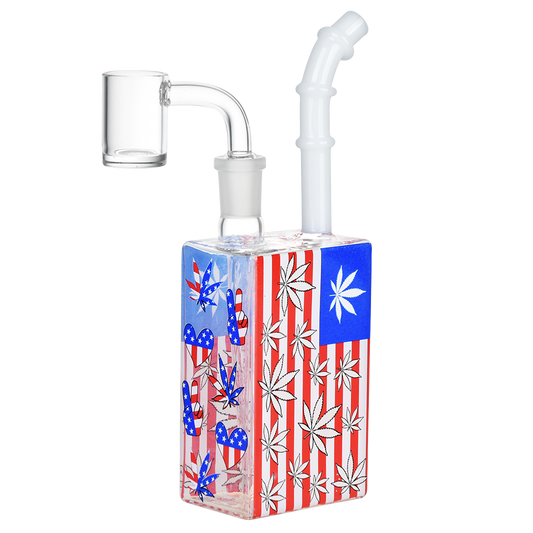 Patriotic Leaf UV Glow Juice Box Dab Rig
