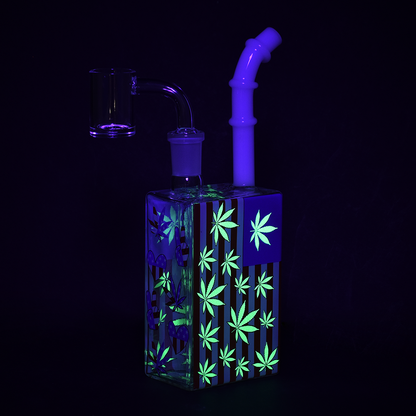 Patriotic Leaf UV Glow Juice Box Dab Rig
