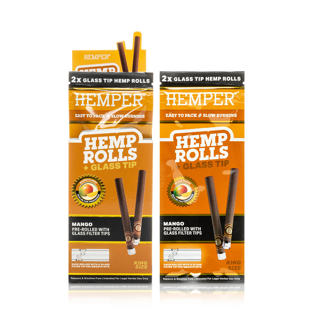 Pre-Rolled 2PK King Size Glass Tipped Hemp Rolls | 12ct Display