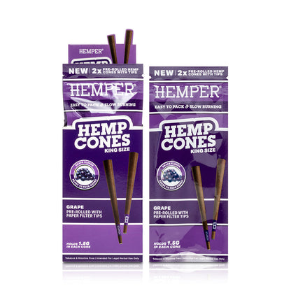 Pre-Rolled 2PK King Size Paper Tip Hemp Cones | 12ct Display
