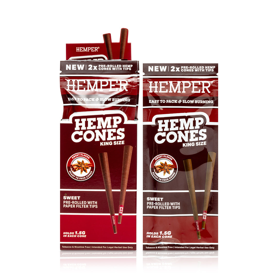 Pre-Rolled 2PK King Size Paper Tip Hemp Cones | 12ct Display