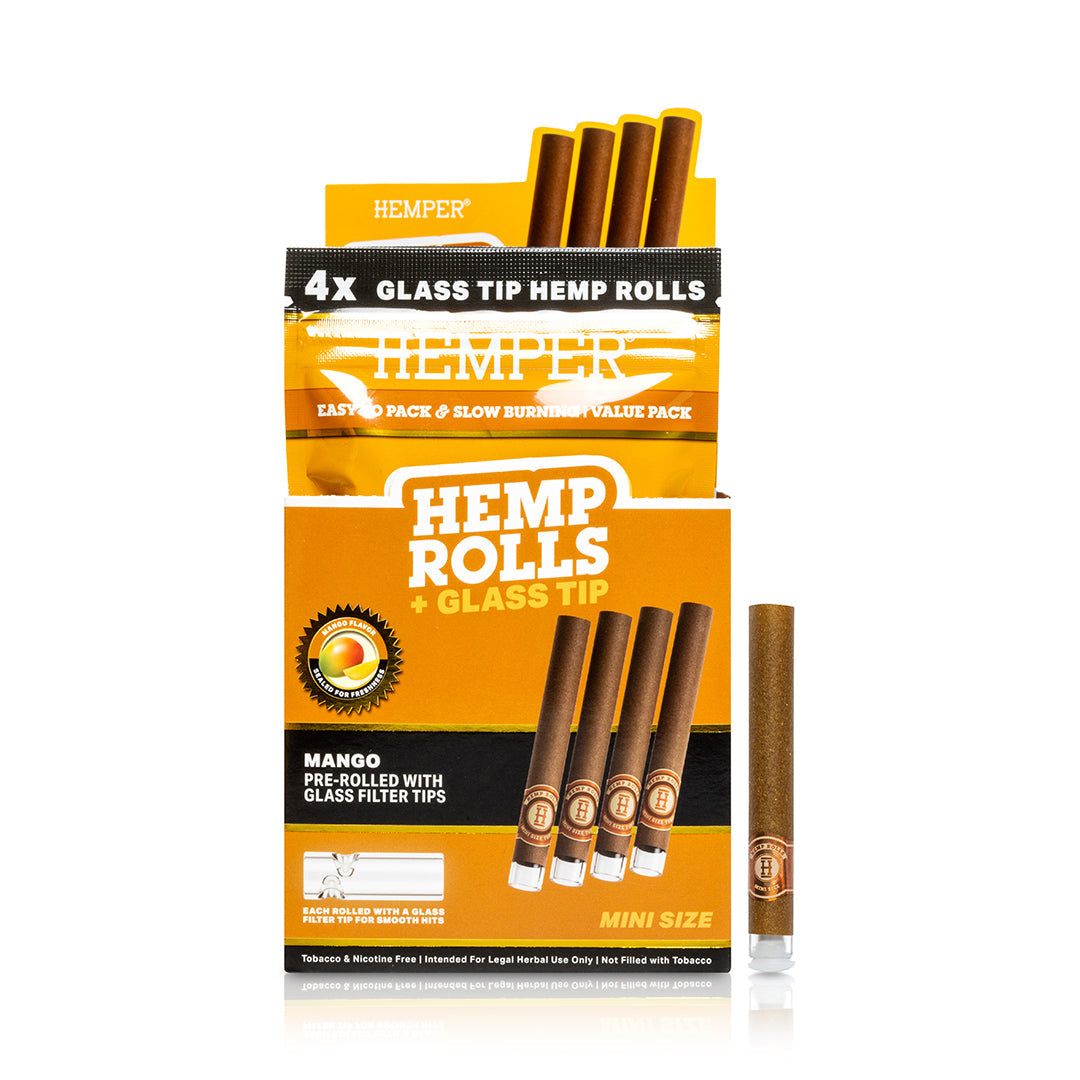 Pre-Rolled Mini Size Glass Tipped Hemp Rolls | 4PK Display
