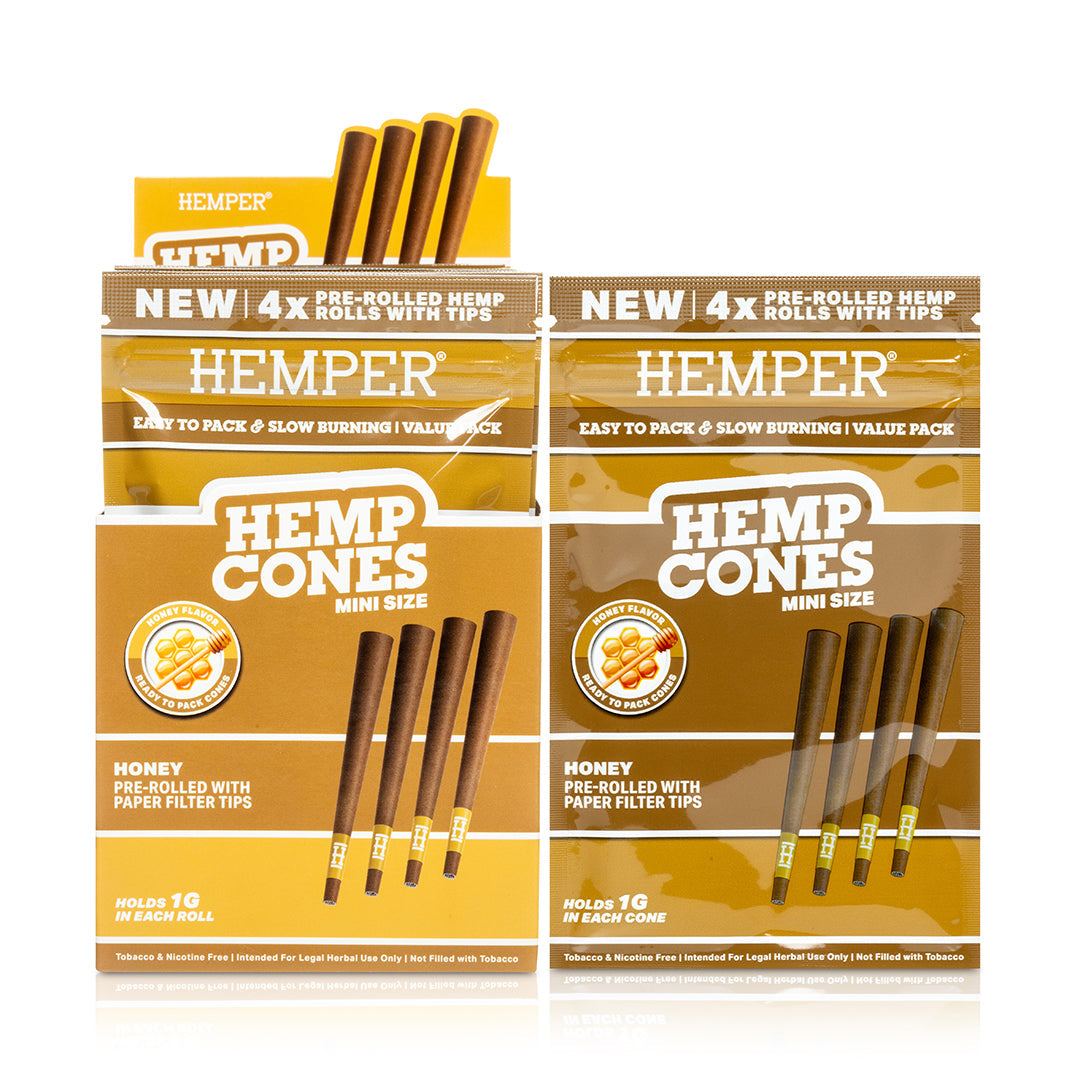 Pre-Rolled Mini Size Paper Tip Hemp Cones | 4PK Display