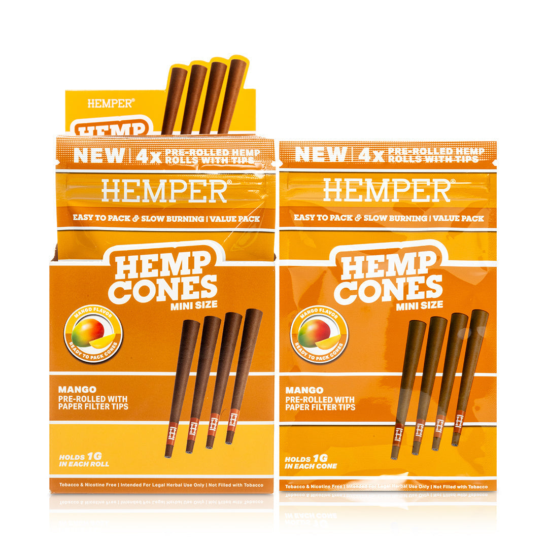 Pre-Rolled Mini Size Paper Tip Hemp Cones | 4PK Display