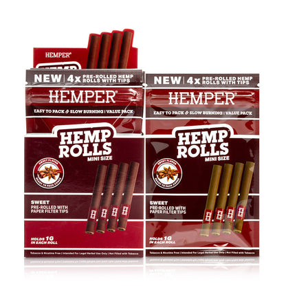 Pre-Rolled Mini Size Paper Tip Hemp Rolls | 4PK Display
