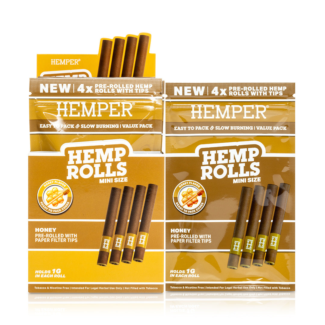 Pre-Rolled Mini Size Paper Tip Hemp Rolls | 4PK Display