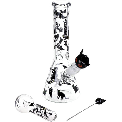 Pulsar Superstitious Kitty Glow Bong Hand Pipe Bundle