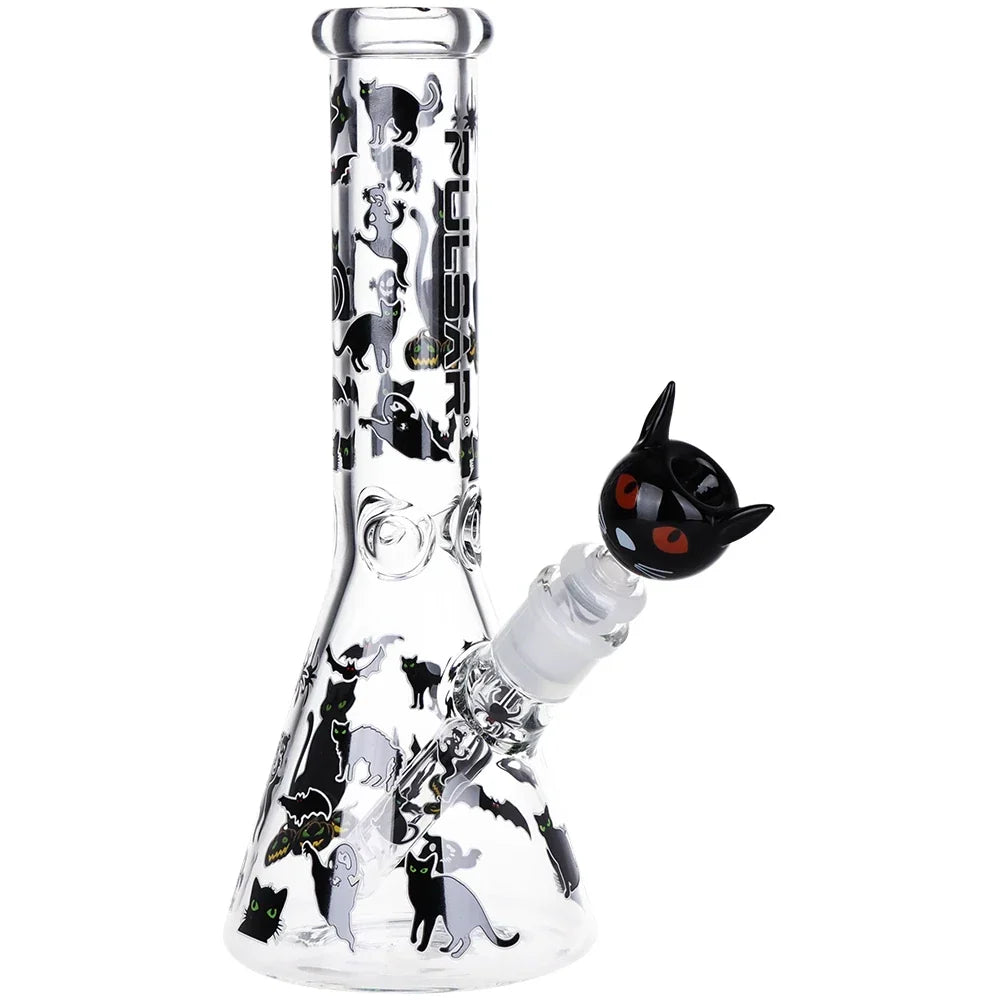Pulsar Superstitious Kitty Glow Bong Hand Pipe Bundle
