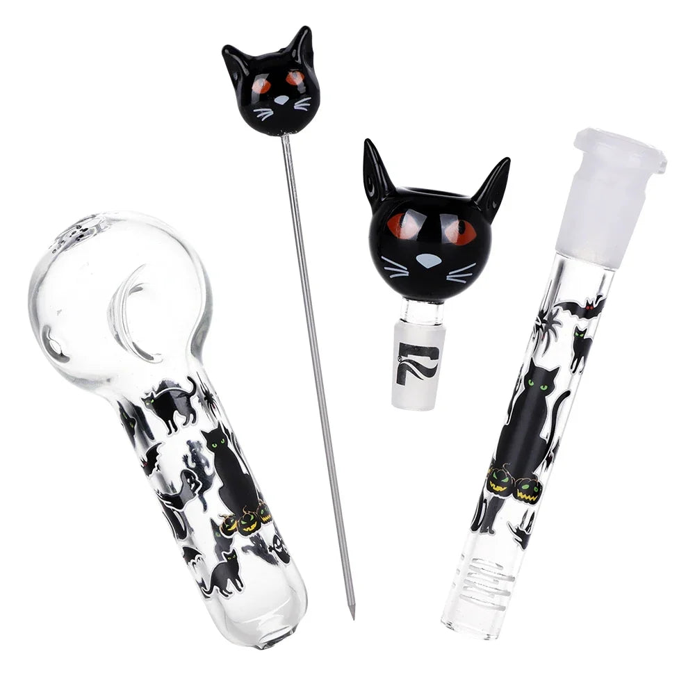 Pulsar Superstitious Kitty Glow Bong Hand Pipe Bundle