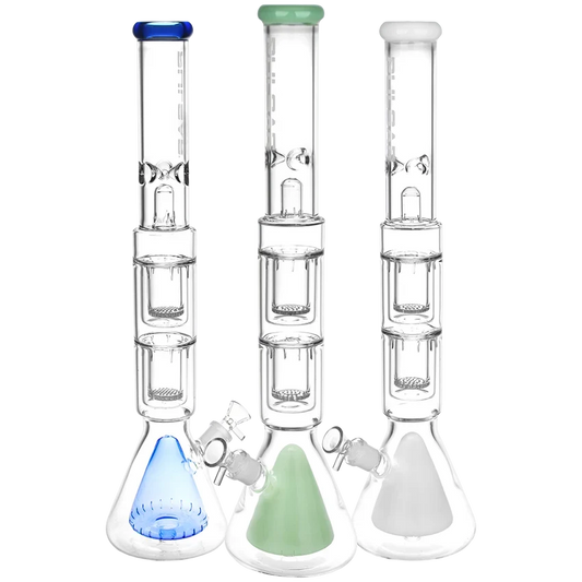 Pulsar 21.5” Quad Perc Beaker Bong – Colors Vary