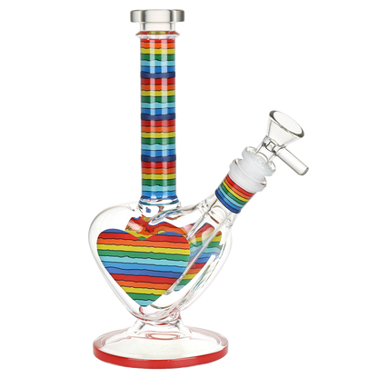 Rainbow Striped Heart Glass Bong