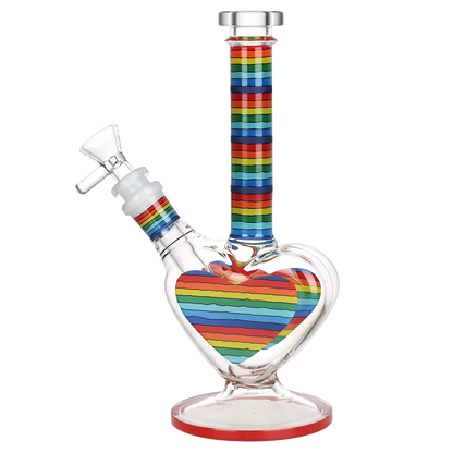 Rainbow Striped Heart Glass Bong