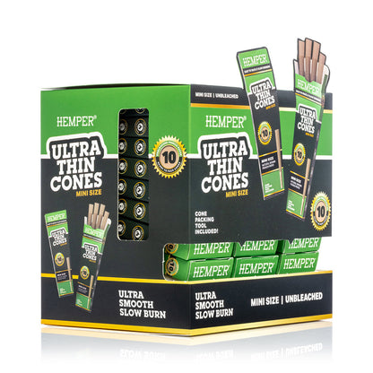 Ultra Thin Pre-Rolled Cones French Unbleached Paper - 10 Pack - Mini Size