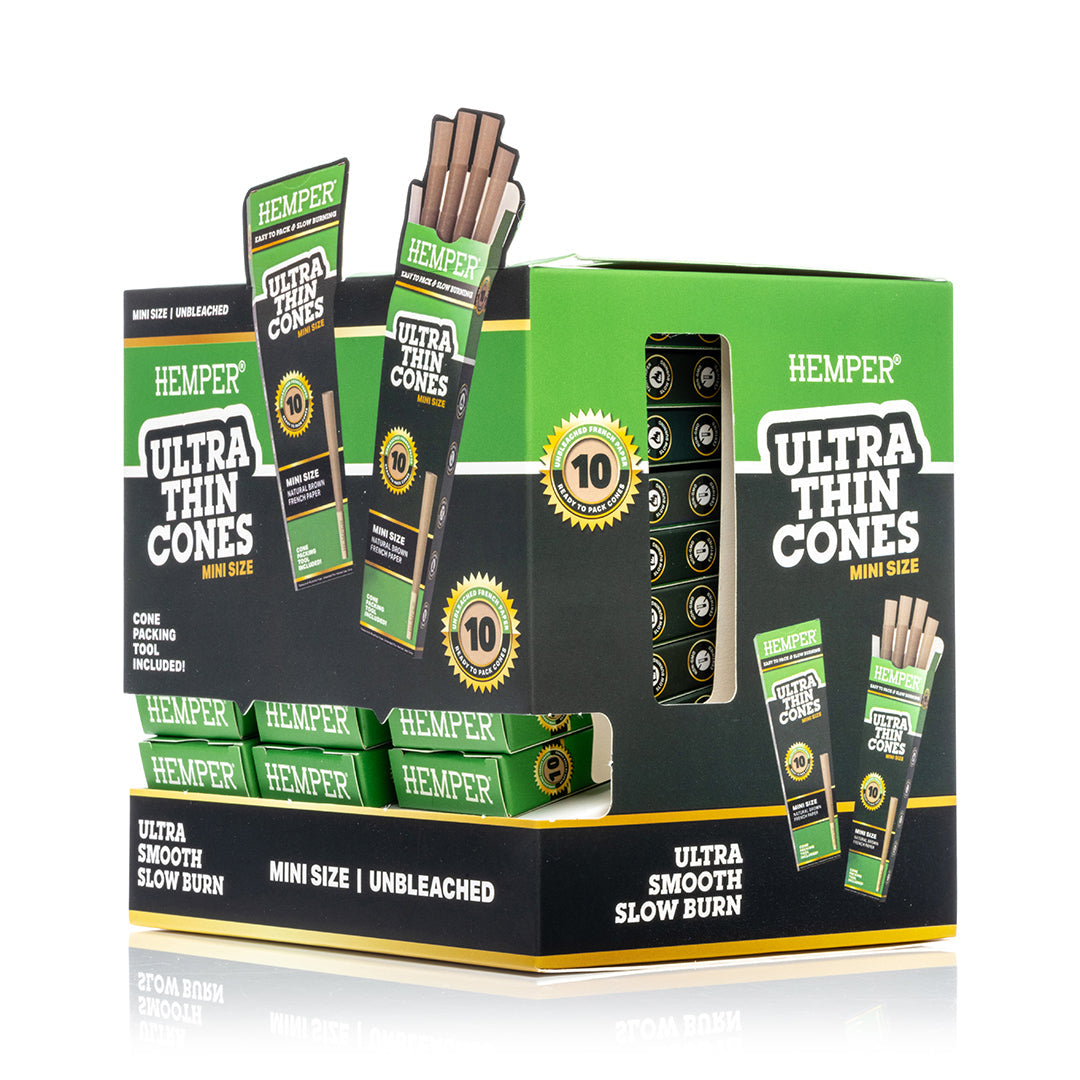 Ultra Thin Pre-Rolled Cones French Unbleached Paper - 10 Pack - Mini Size