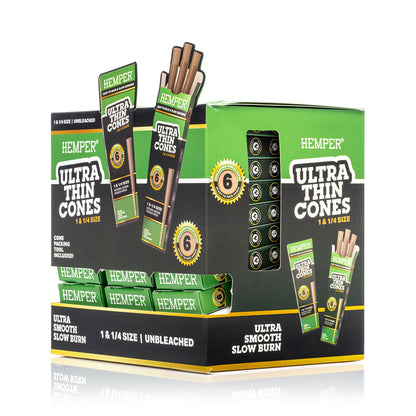 Ultra Thin Pre-Rolled Cones French Unbleached Paper - 6 Pack - 1 1/4 Size