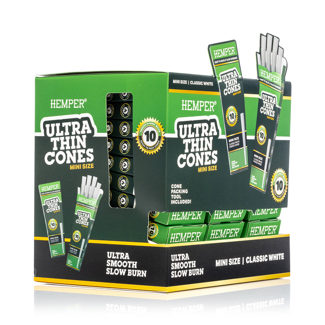 Ultra Thin Pre-Rolled Cones French White Paper - 10 Pack - Mini Size