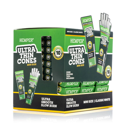 Ultra Thin Pre-Rolled Cones French White Paper - 10 Pack - Mini Size