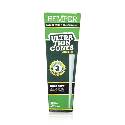 Ultra Thin Pre-Rolled Cones French White Paper - 3 Pack - King Size