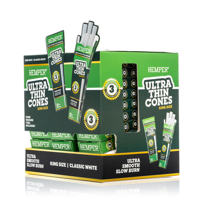 Ultra Thin Pre-Rolled Cones French White Paper - 3 Pack - King Size