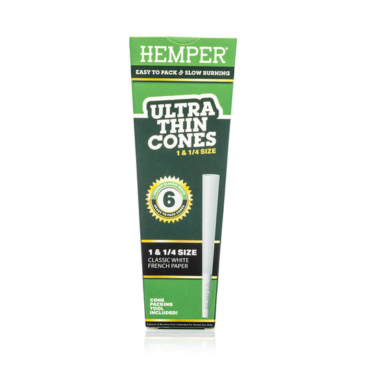 Ultra Thin Pre-Rolled Cones French White Paper - 6 Pack - 1 1/4 Size