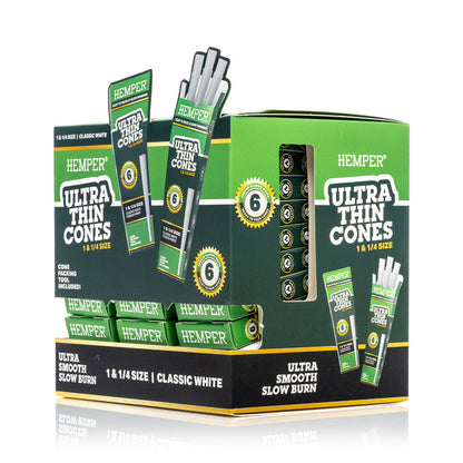 Ultra Thin Pre-Rolled Cones French White Paper - 6 Pack - 1 1/4 Size