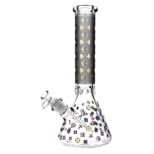 CaliConnected Floral Diamond Beaker Bong Gray