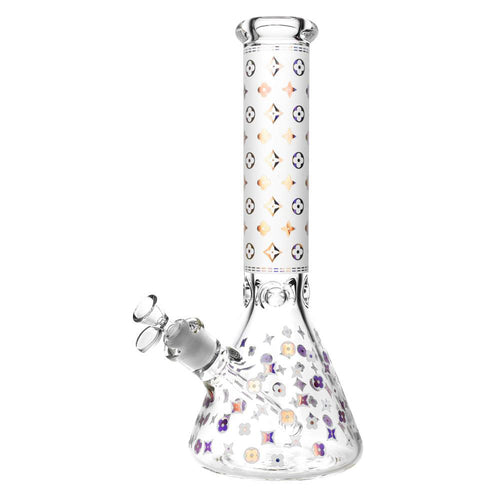 CaliConnected Floral Diamond Beaker Bong White