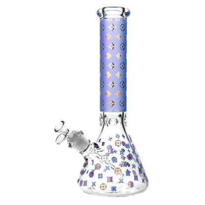 CaliConnected Floral Diamond Beaker Bong Blue