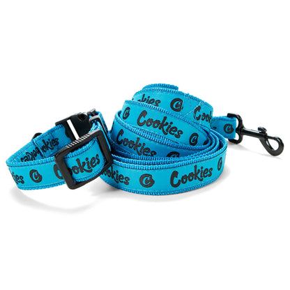 Cookies Blue Dog Collar and Leash Combo