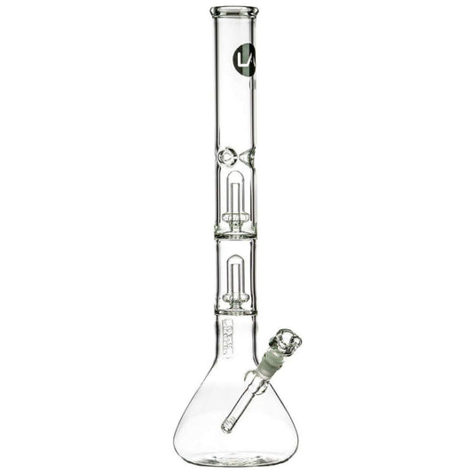 LA Pipes 20” 5mm Thick Double Showerhead Perc Beaker Bong