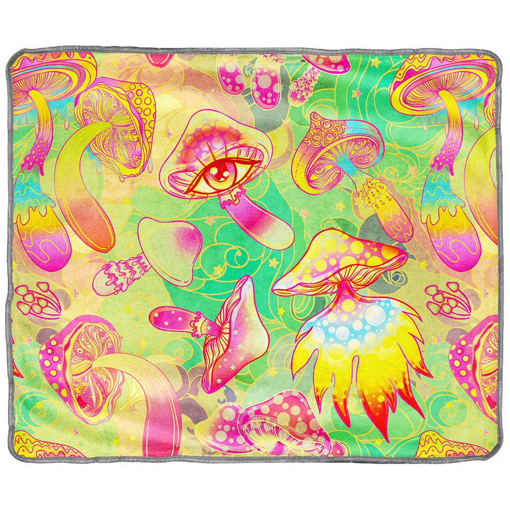 Pulsar Fleece Throw Blanket Watchful Mushrooms